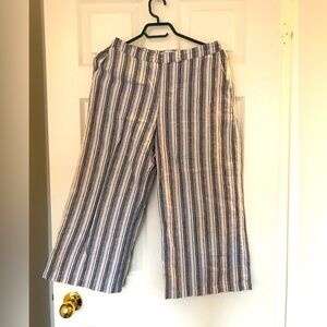 Abercrombie & Fitch, White And Black Stripe Linen-Blend Pant